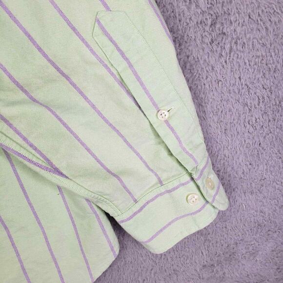 Polo Ralph Lauren Shirt Striped Long Sleeve Button Down Green Mens Size XL 16.5 - Picture 7 of 10